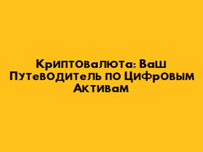 Криптовалюта: Ваш Путеводитель по Цифровым Активам