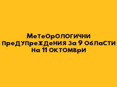 Метеорологични предупреждения за 9 области на 11 октомври
