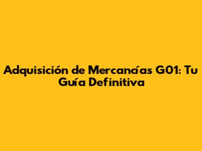Adquisición de Mercancías G01: Tu Guía Definitiva