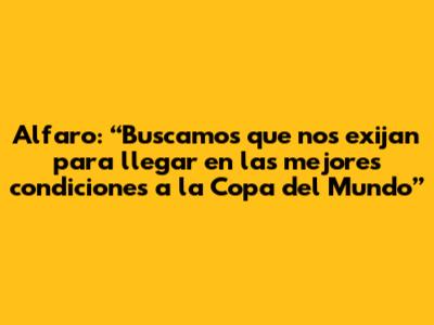 Alfaro: “Buscamos que nos exijan para llegar en las mejores condiciones a la Copa del Mundo”