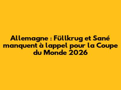Allemagne : Füllkrug et Sané manquent à l'appel pour la Coupe du Monde 2026
