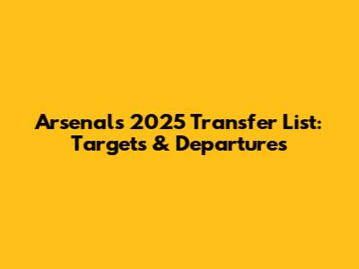 Arsenal's 2025 Transfer List: Targets & Departures