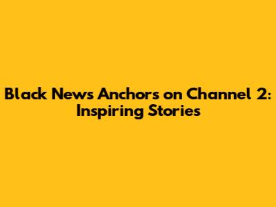 Black News Anchors on Channel 2: Inspiring Stories