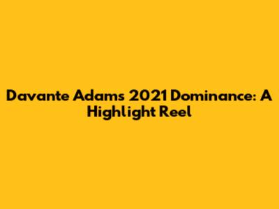 Davante Adams' 2021 Dominance: A Highlight Reel