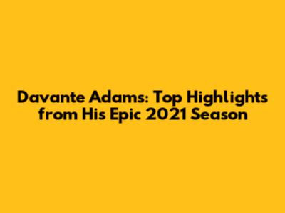 Davante Adams: Top Highlights from His Epic 2021 Season
