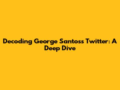 Decoding George Santos's Twitter: A Deep Dive