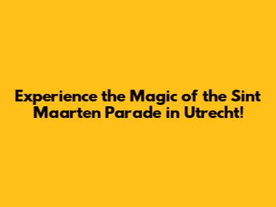 Experience the Magic of the Sint Maarten Parade in Utrecht!