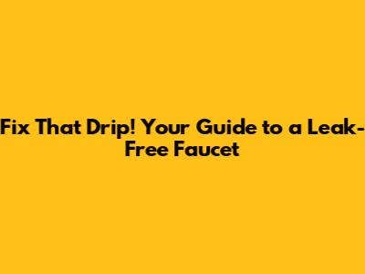 Fix That Drip! Your Guide to a Leak-Free Faucet