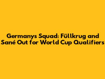 Germany's Squad: Füllkrug and Sané Out for World Cup Qualifiers