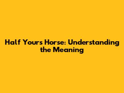 Half Yours Horse: Understanding the Meaning