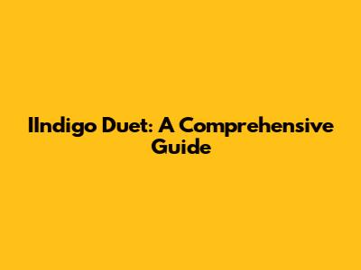 IIndigo Duet: A Comprehensive Guide