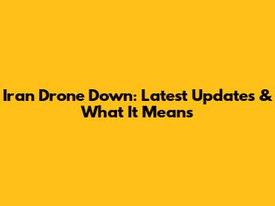 Iran Drone Down: Latest Updates & What It Means