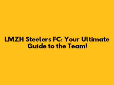 LMZH Steelers FC: Your Ultimate Guide to the Team!