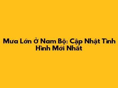 Mưa Lớn Ở Nam Bộ: Cập Nhật Tình Hình Mới Nhất