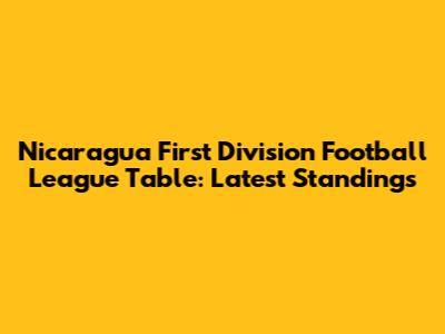 Nicaragua First Division Football League Table: Latest Standings