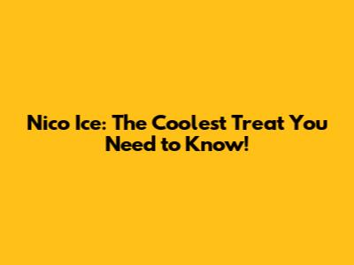 Nico Ice: The Coolest Treat You Need to Know!