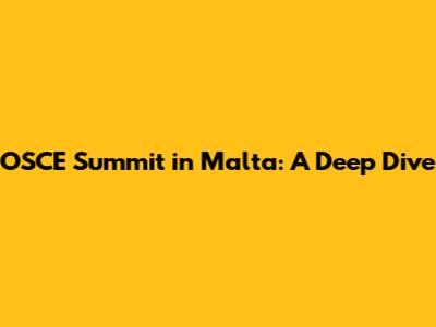 OSCE Summit in Malta: A Deep Dive