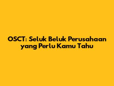 OSCT: Seluk Beluk Perusahaan yang Perlu Kamu Tahu
