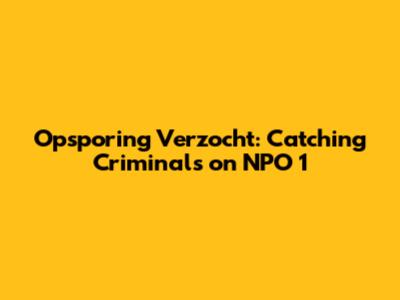Opsporing Verzocht: Catching Criminals on NPO 1