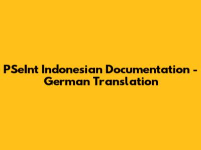 PSeInt Indonesian Documentation - German Translation