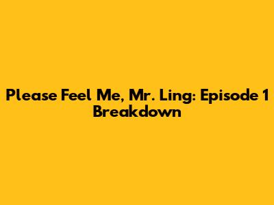 Please Feel Me, Mr. Ling: Episode 1 Breakdown