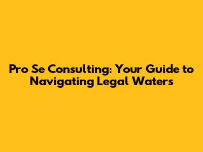 Pro Se Consulting: Your Guide to Navigating Legal Waters