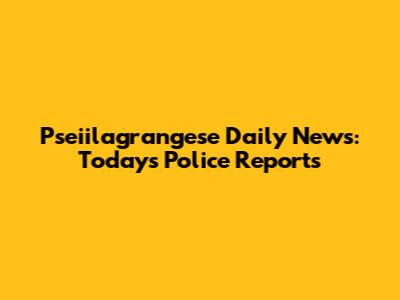 Pseiilagrangese Daily News: Today's Police Reports