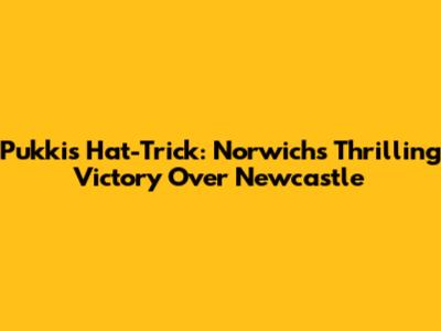 Pukki's Hat-Trick: Norwich's Thrilling Victory Over Newcastle