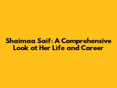 Shaimaa Saif: A Comprehensive Look at Her Life and Career