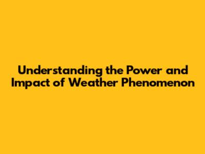 Understanding the Power and Impact of Weather Phenomenon