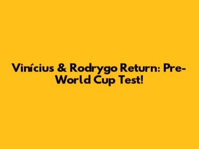 Vinícius & Rodrygo Return: Pre-World Cup Test!